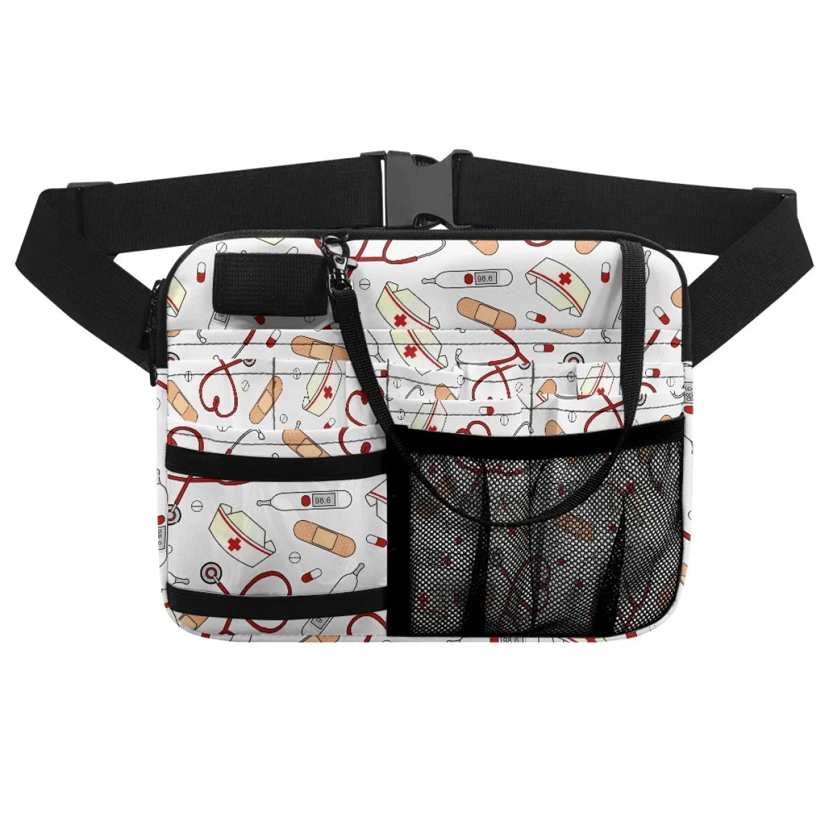 Adjustable Shoulder Pink Fanny Pack Cartoon Medical Tool Pattern Waist Bags Organizer Zipper Belt Storage riñoneras Para Hombre