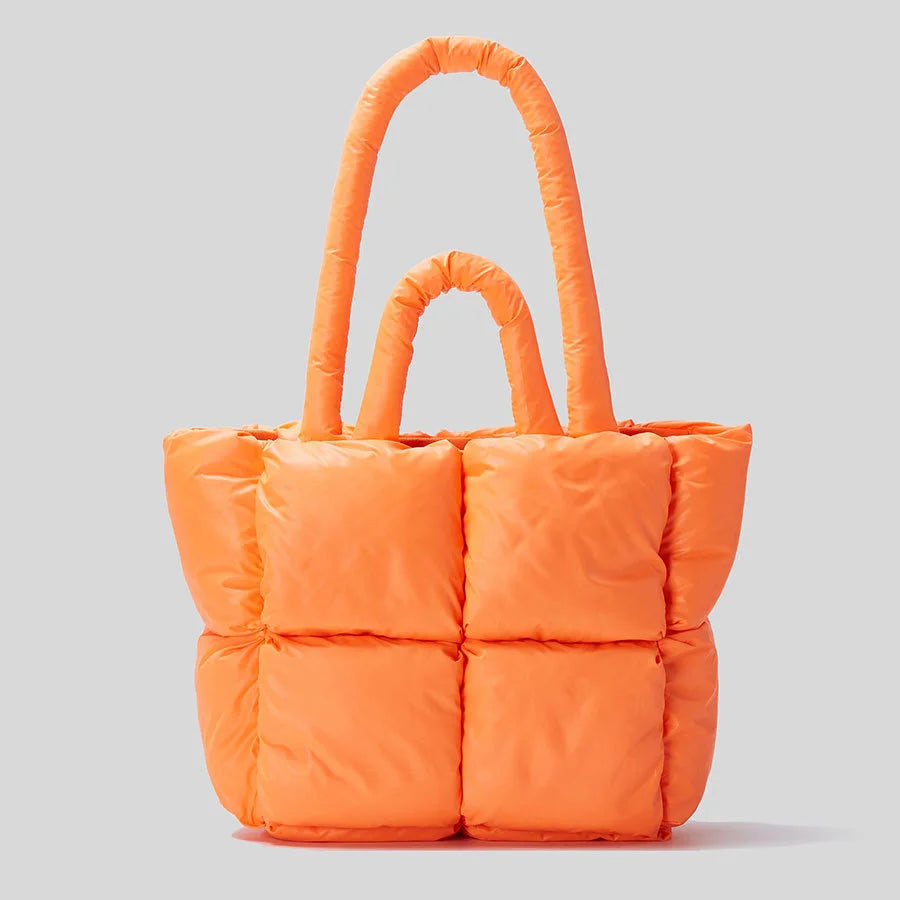Fashion Fluorescent Green Padded Women Shoulder Bags Designer Quilted Handbags Luxury Laser Nylon Large Capacity Tote Bag Winter