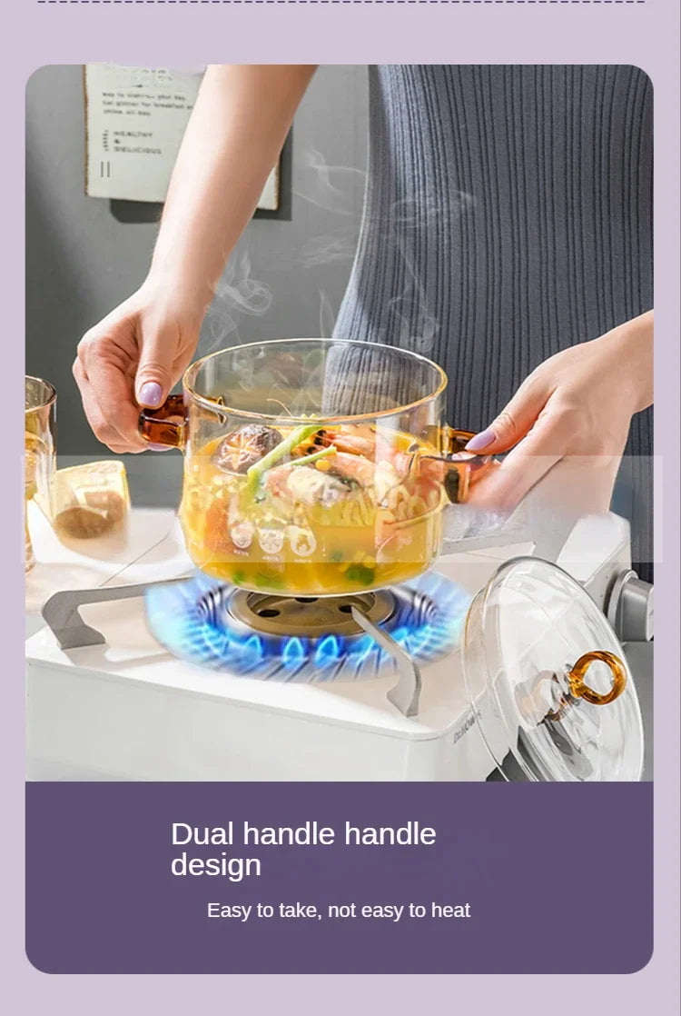Pink Glass Pan High Borosilicate Cooking Pot Can Electric Ceramic Furnace High Appearance Level Ins Glass Pot