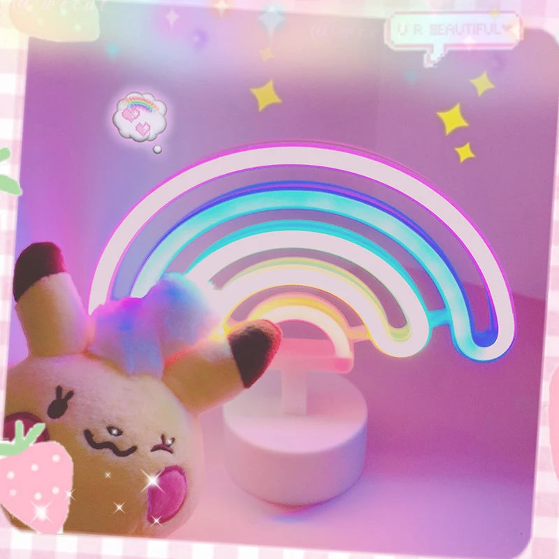 Rainbow LED Unicorn Neon Sign Night Light Home Kids Bedroom Indoor Lighting Decor Lamp Lovely LED Night Light
