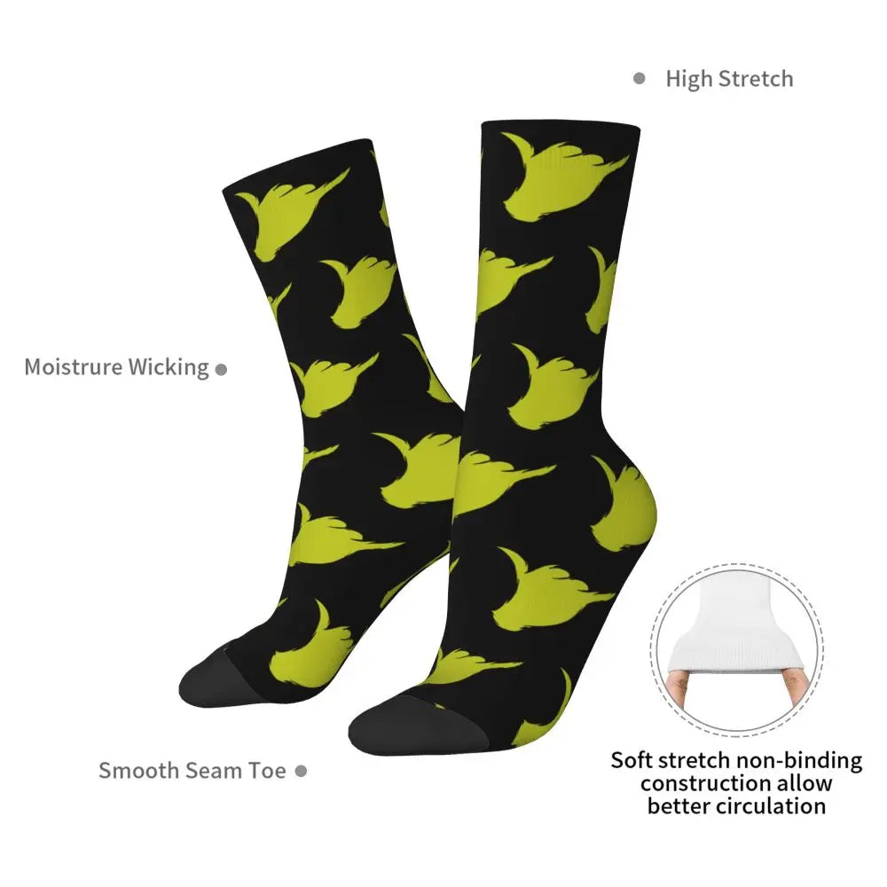 Novelty Christmas-S-Green-S-Grinching Socks Men's Women's Fashion Socks Spring Summer Autumn Winter Middle Tube Socks Gift