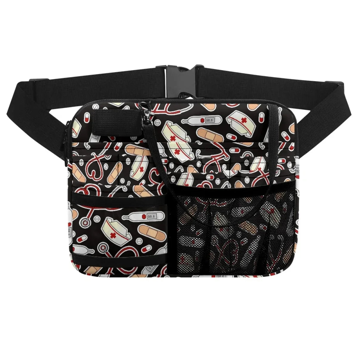 Adjustable Shoulder Pink Fanny Pack Cartoon Medical Tool Pattern Waist Bags Organizer Zipper Belt Storage riñoneras Para Hombre