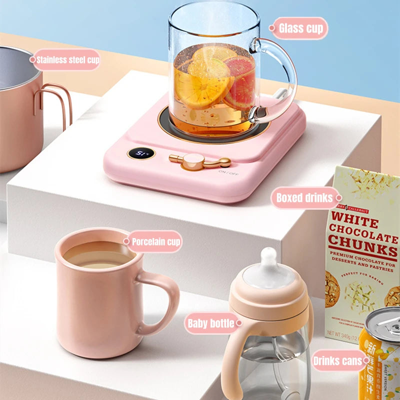 Coffee Cup Warmer Electric Mug Heater Constant Temperature 3 Gear Settings Keep Milk Tea Warm Auto-off Heating Coaster for Home