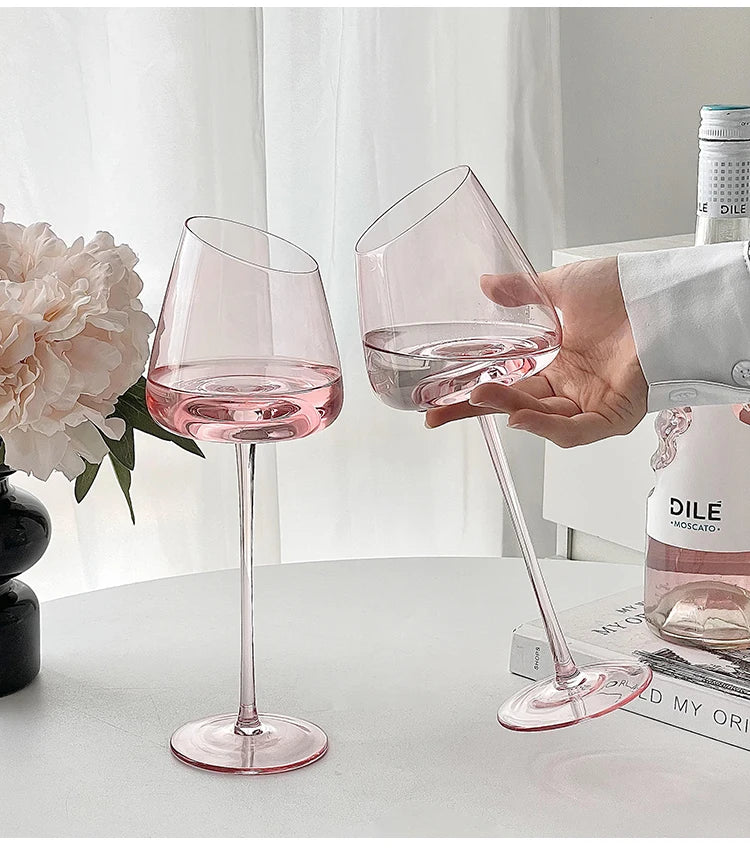 Pink Flamingo Slanted Lipstick Wine Glass Sweet Wine Glass High Value Luxury Home Goblet Wine Champagne Glass Cup Wedding Gift