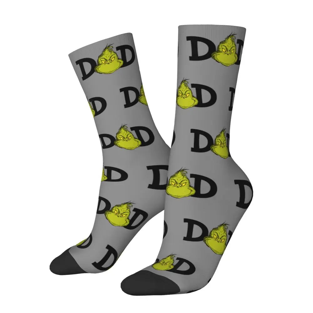 Novelty Christmas-S-Green-S-Grinching Socks Men's Women's Fashion Socks Spring Summer Autumn Winter Middle Tube Socks Gift