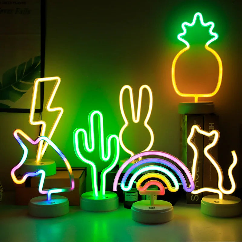 Rainbow LED Unicorn Neon Sign Night Light Home Kids Bedroom Indoor Lighting Decor Lamp Lovely LED Night Light