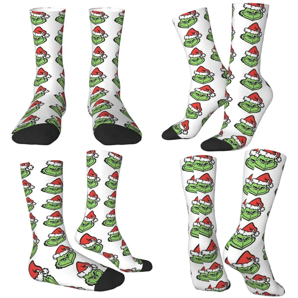 Pink Christmas-S-Green-S-Grinching Stockings Monster Trendy Socks Winter Anti Skid Socks Women Men Running High Quality Socks
