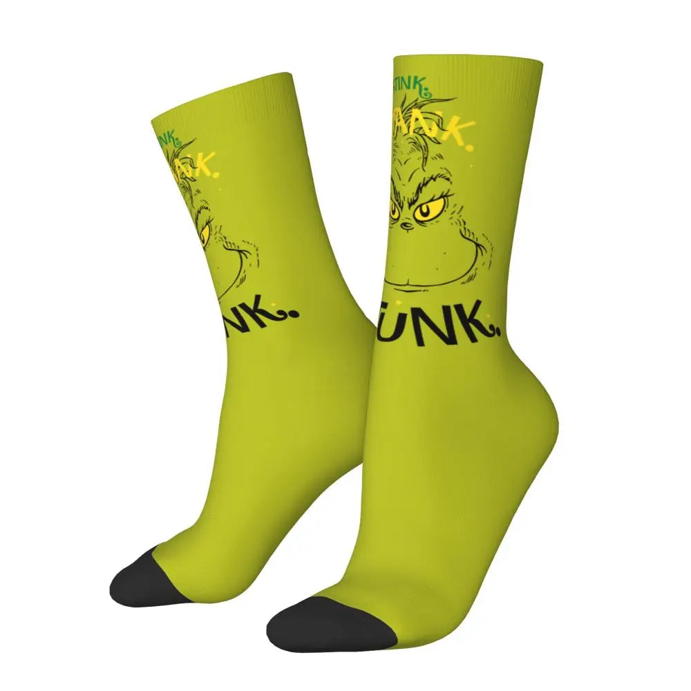 Novelty Christmas-S-Green-S-Grinching Socks Men's Women's Fashion Socks Spring Summer Autumn Winter Middle Tube Socks Gift