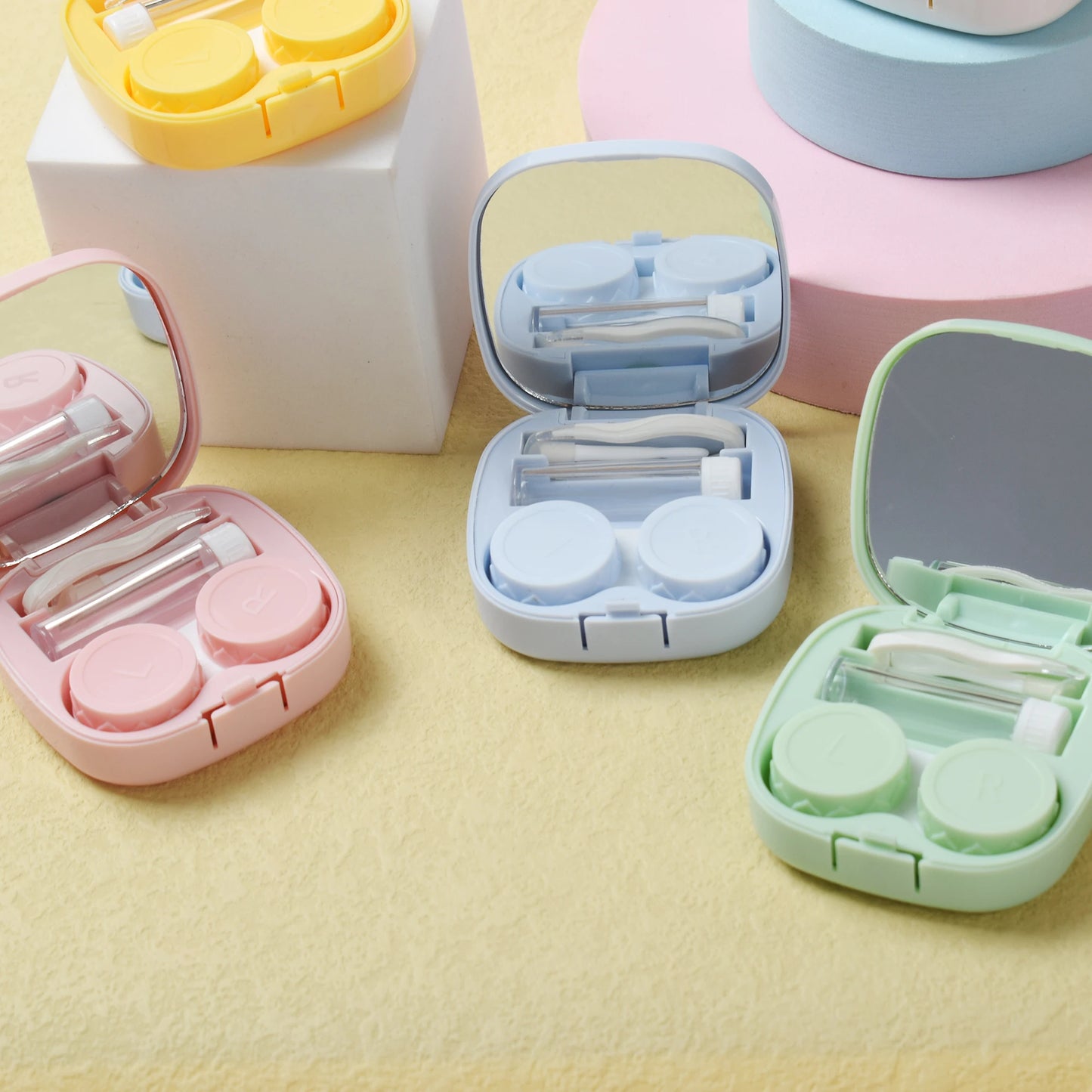 Heart Contact Lens Case with Mirror Mini Lovely Eyes Care Contact Lens Container Box Travel Kits Eyewear Accessories Organizer
