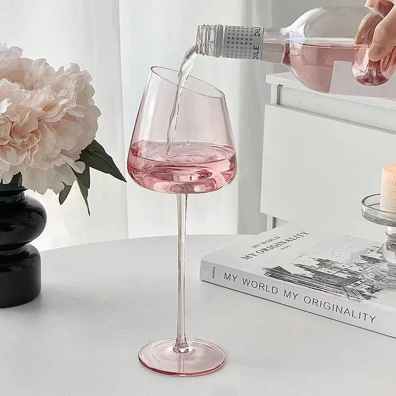 Pink Flamingo Slanted Lipstick Wine Glass Sweet Wine Glass High Value Luxury Home Goblet Wine Champagne Glass Cup Wedding Gift