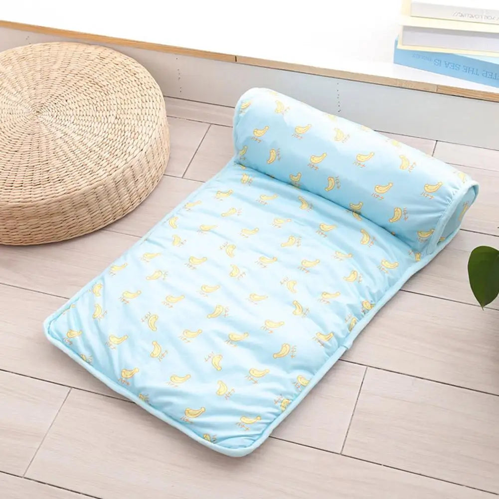Summer Pet Cooling Mat Ice Silk Mat With Pillow Cushion Cat Dog Breathable Pad Sofa For Small Medium Dogs Cool Sleep Mats
