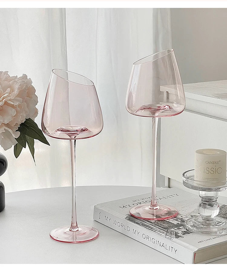 Pink Flamingo Slanted Lipstick Wine Glass Sweet Wine Glass High Value Luxury Home Goblet Wine Champagne Glass Cup Wedding Gift