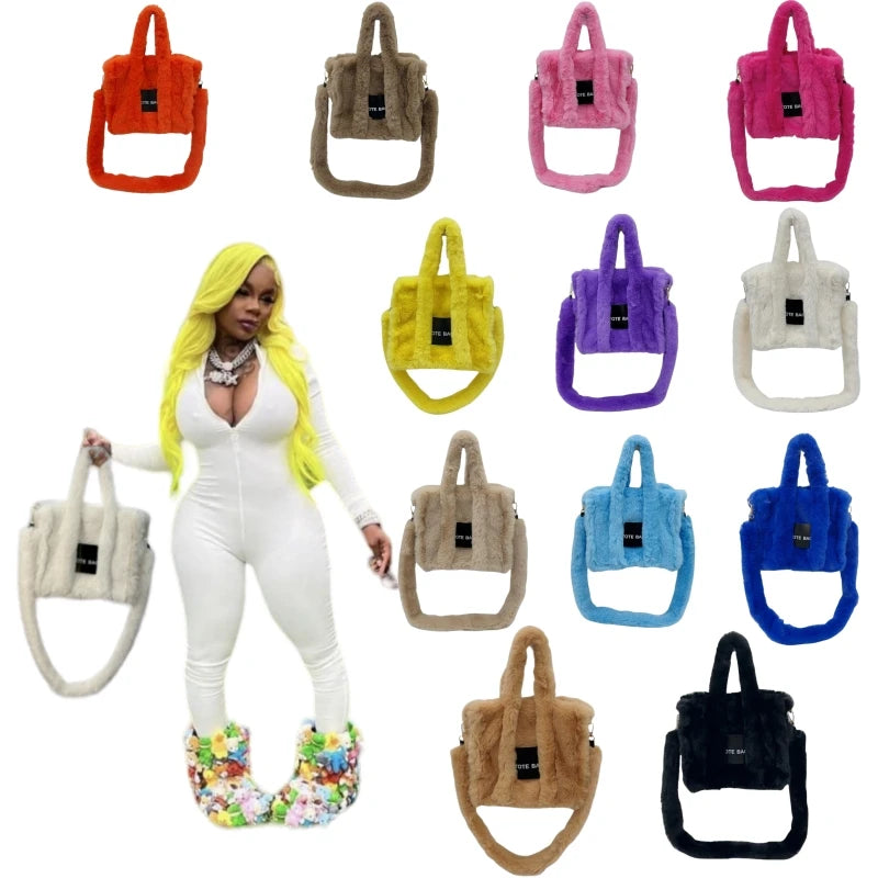 Faux Fur Ladies Tote Bag