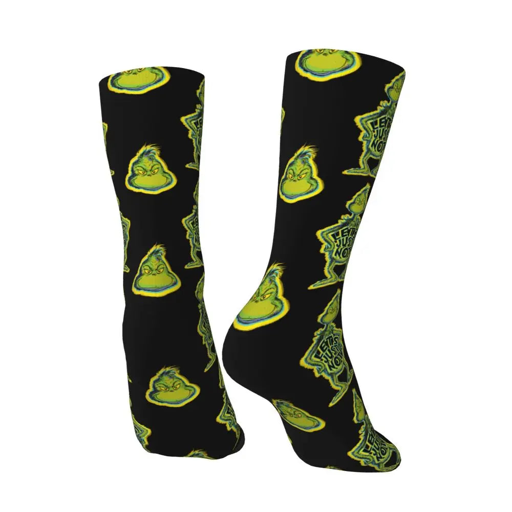 Novelty Christmas-S-Green-S-Grinching Socks Men's Women's Fashion Socks Spring Summer Autumn Winter Middle Tube Socks Gift