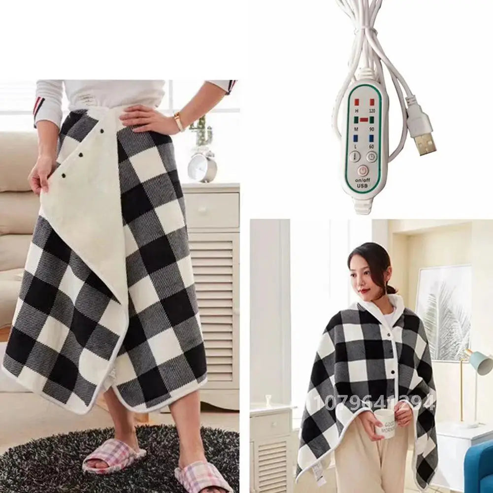 Electric Blanket Wearable 3 Heat Settings Soft Warm Shawl USB Electric Mat For Bed Home Office Body Warmer Heated Blanket
