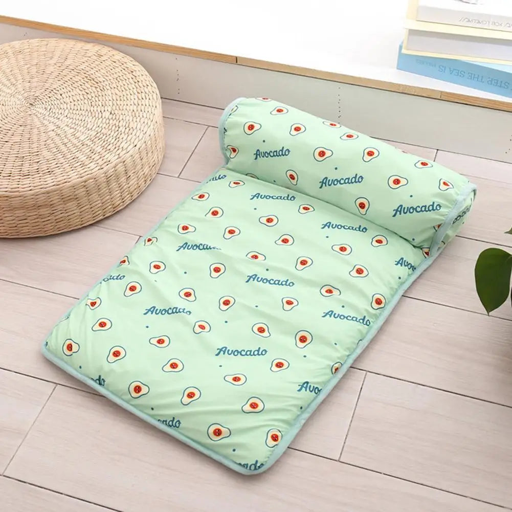 Summer Pet Cooling Mat Ice Silk Mat With Pillow Cushion Cat Dog Breathable Pad Sofa For Small Medium Dogs Cool Sleep Mats