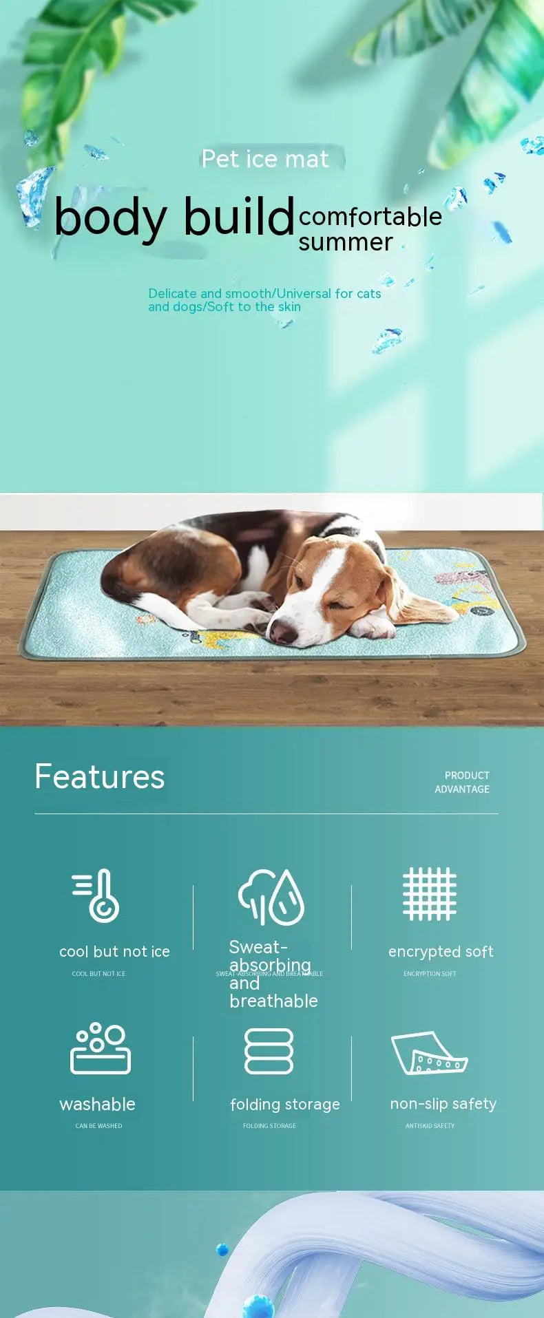 Pet Cooling Summer Mat Dog Breathable Bite Resistant Blanket Cat Ice Silk Fabric Cool Sleeping Mat Sofa Dog Car Mat Dog Bed