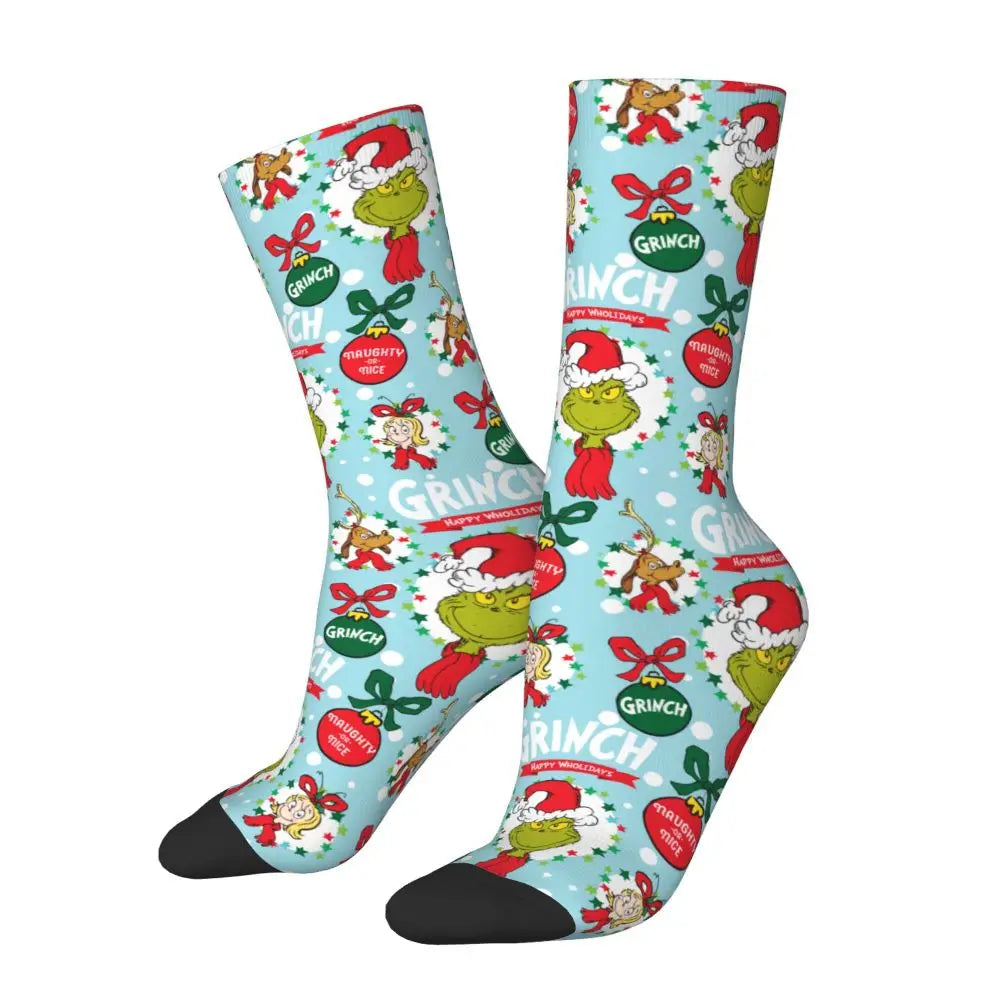 Novelty Christmas-S-Green-S-Grinching Socks Men's Women's Fashion Socks Spring Summer Autumn Winter Middle Tube Socks Gift