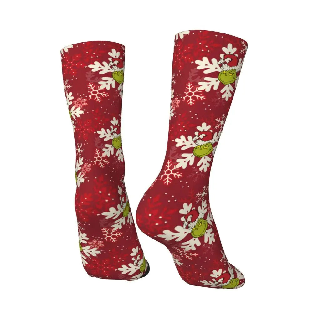 Novelty Christmas-S-Green-S-Grinching Socks Men's Women's Fashion Socks Spring Summer Autumn Winter Middle Tube Socks Gift
