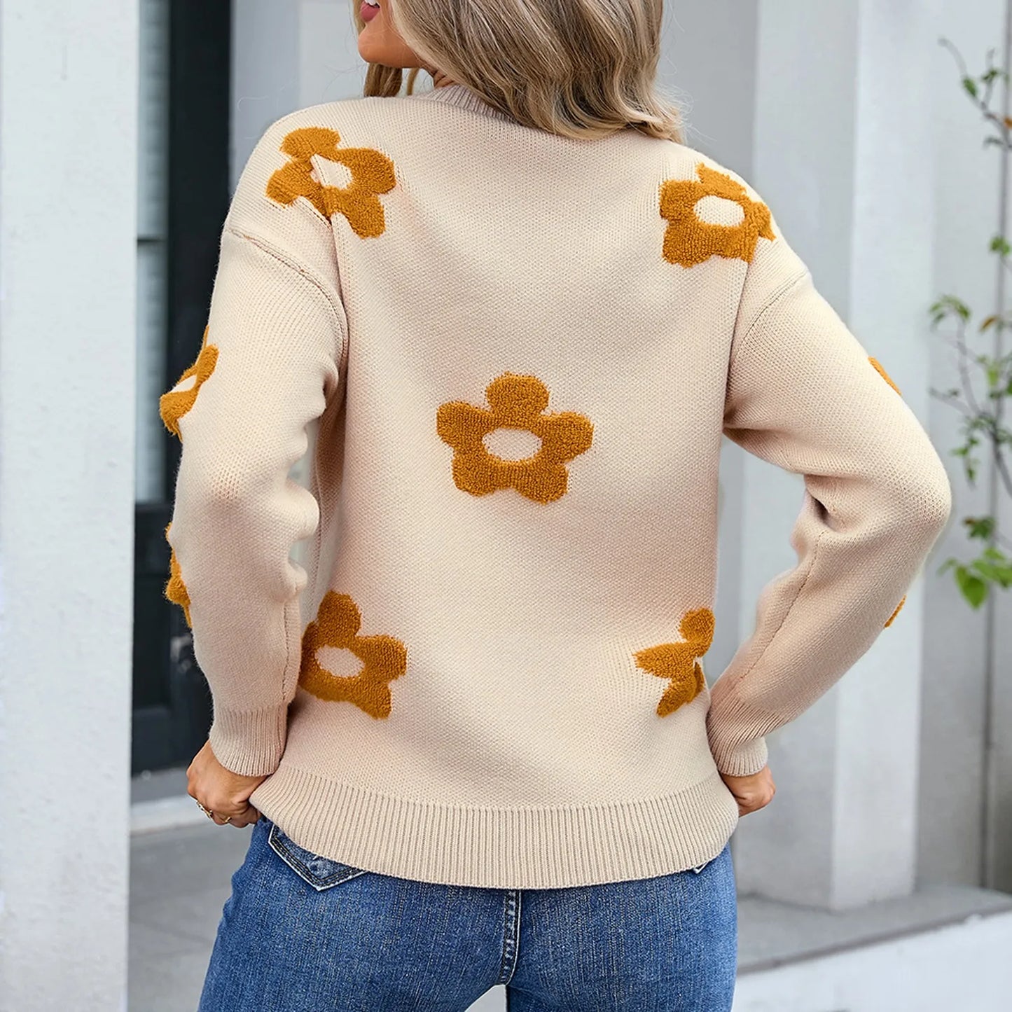 Knitted Flower Sweaters For Women Blusa De Frio Feminina