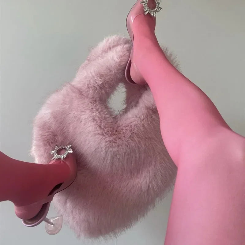 Fluffy Love Heart Shoulder Bag / Tote