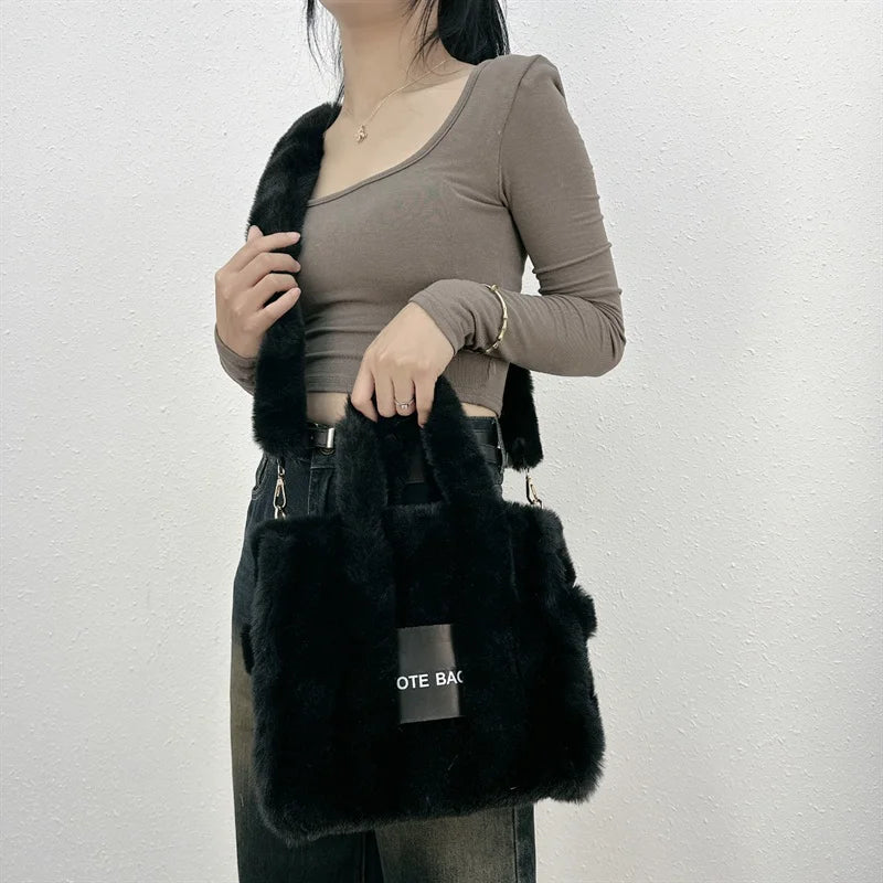 Faux Fur Ladies Tote Bag