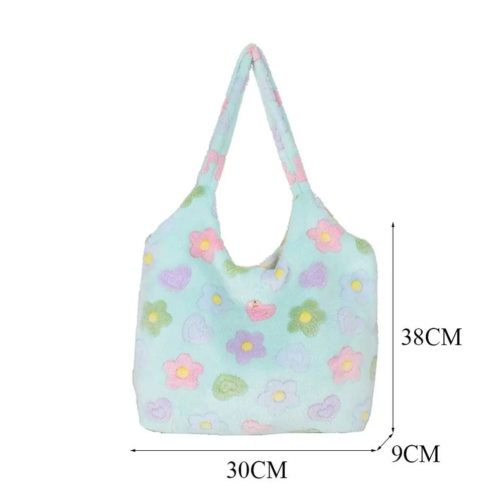 Soft Plush Shoulder Bags Casual Large Capacity Furry Top-Handle Bag Handbags Women Girls