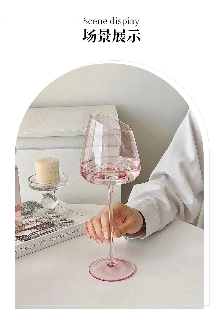 Pink Flamingo Slanted Lipstick Wine Glass Sweet Wine Glass High Value Luxury Home Goblet Wine Champagne Glass Cup Wedding Gift