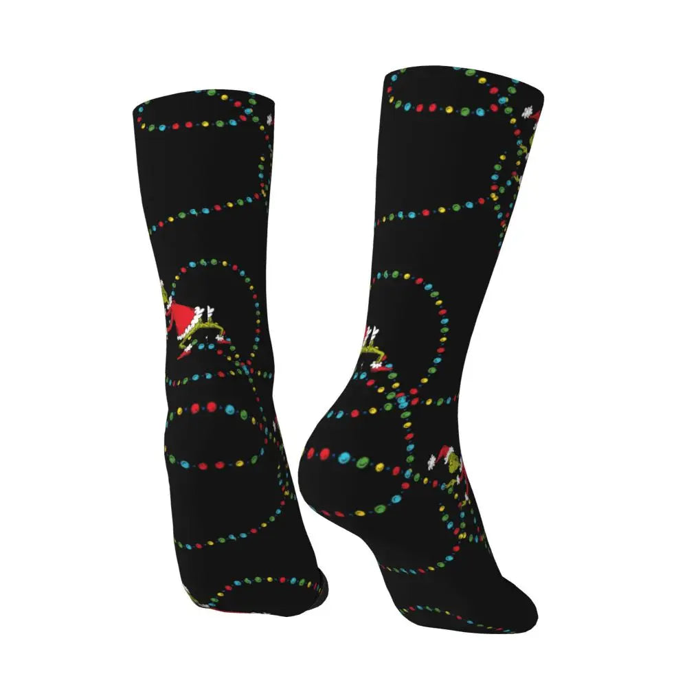 Novelty Christmas-S-Green-S-Grinching Socks Men's Women's Fashion Socks Spring Summer Autumn Winter Middle Tube Socks Gift