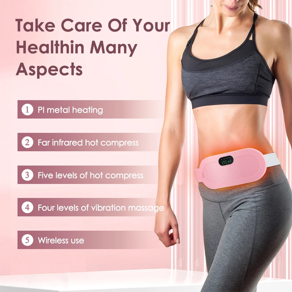 Electric Heating Pad Women Vibrator Period Pain Relief Device Menstrual Cramp Massager Blood Circulation Abdominal Belt Warmer