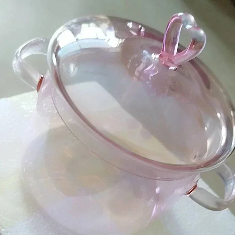 Love Binaural Pan Noodle Pink Open Fire Soup Cute Glass Cooking Pot High-value Borosilicate Instant Heat-resistant High