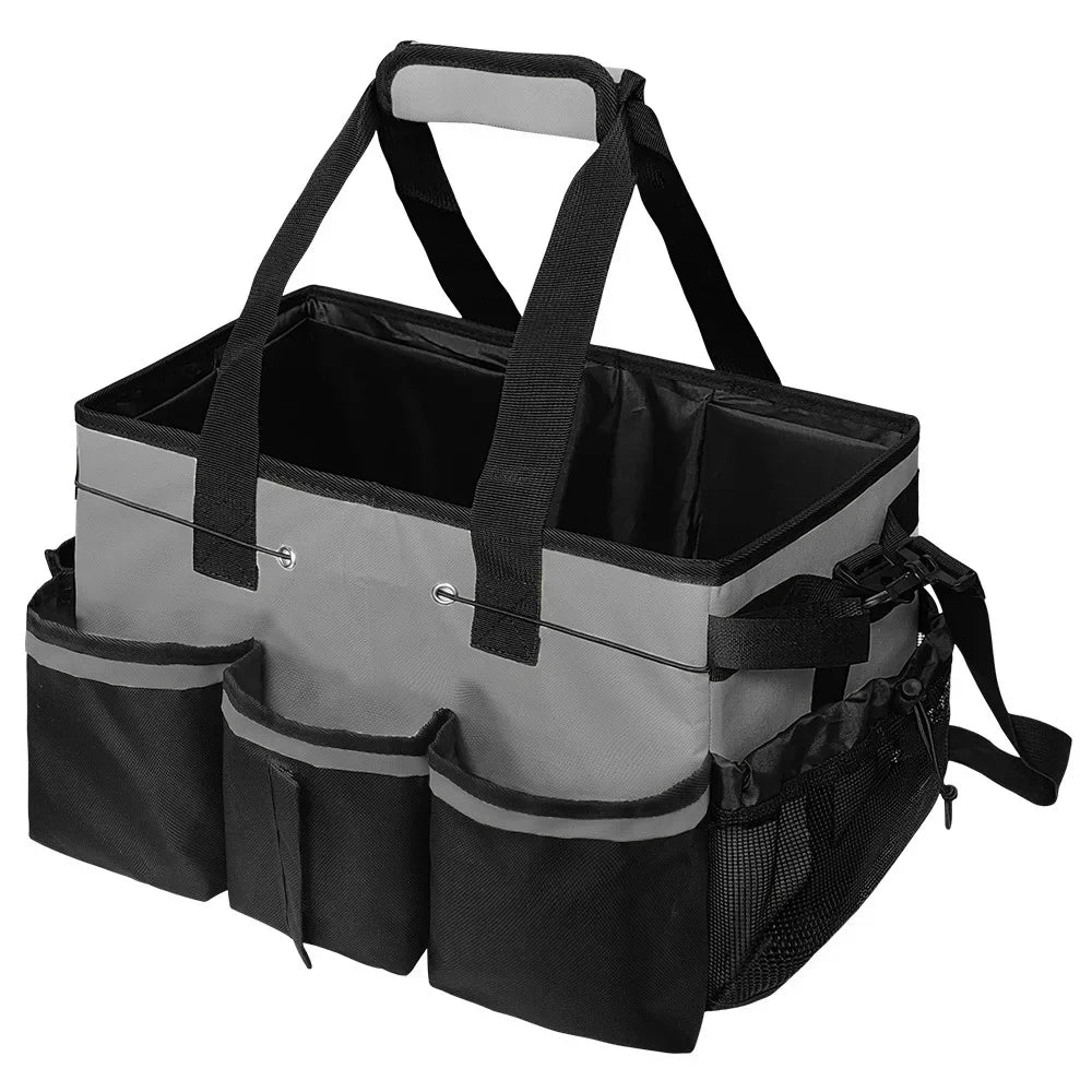 Pink Tool Bag with Pockets Cleaning Toolbag Storage Waterproof Wear-Resistant Large Capacity Oxford Cloth Tools Organizer