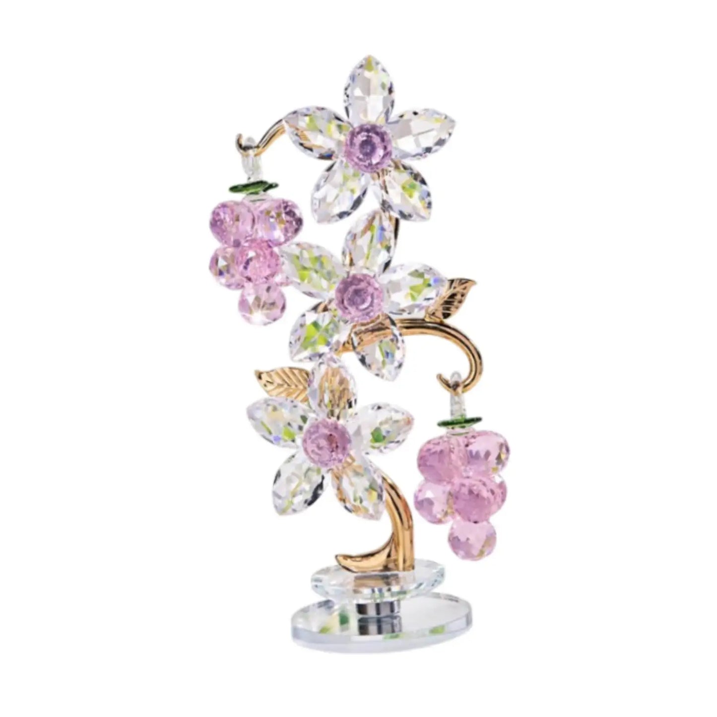 Glass Paperweight Flower Ornament Pink Grape Decor for Office Home Tabletop