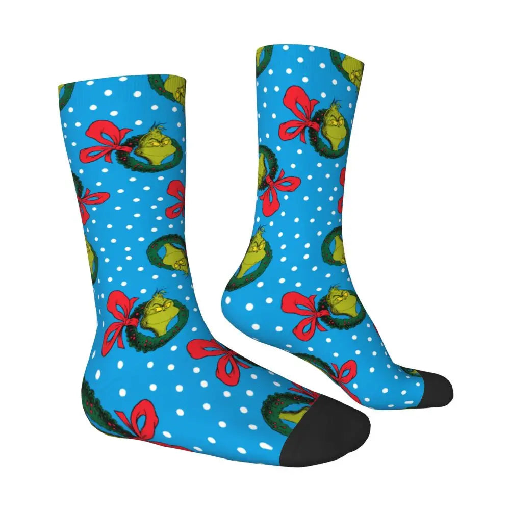 Novelty Christmas-S-Green-S-Grinching Socks Men's Women's Fashion Socks Spring Summer Autumn Winter Middle Tube Socks Gift