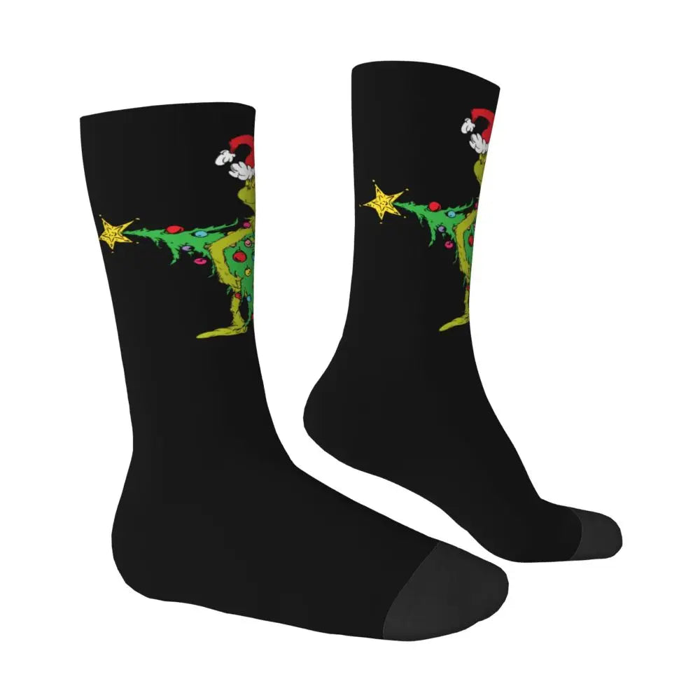 Novelty Christmas-S-Green-S-Grinching Socks Men's Women's Fashion Socks Spring Summer Autumn Winter Middle Tube Socks Gift