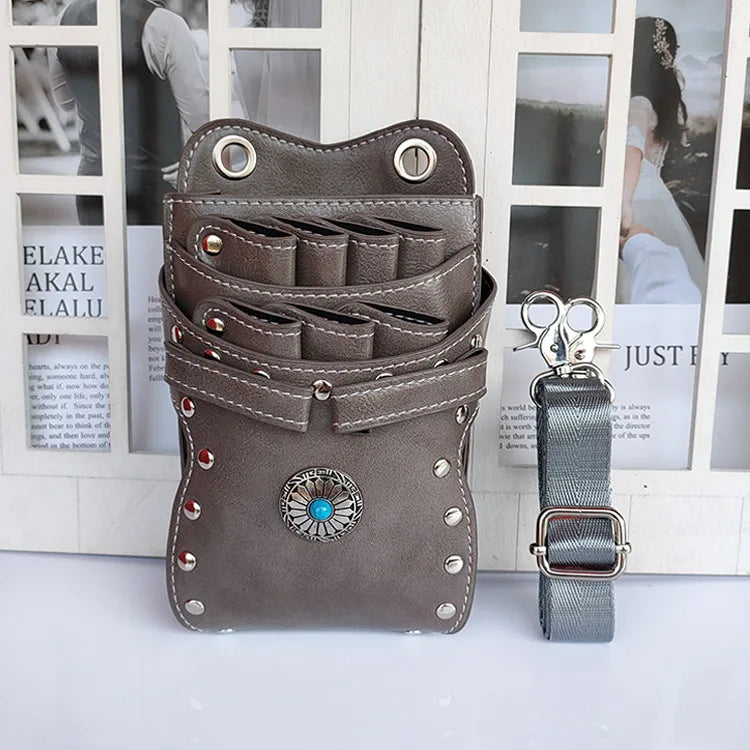Hairdresser Scissors Pouch Salon Barber Hairdressing Holster Hair Stylist Tools Bags Comb Shear Waist Shoulder Belt Case PU Pink