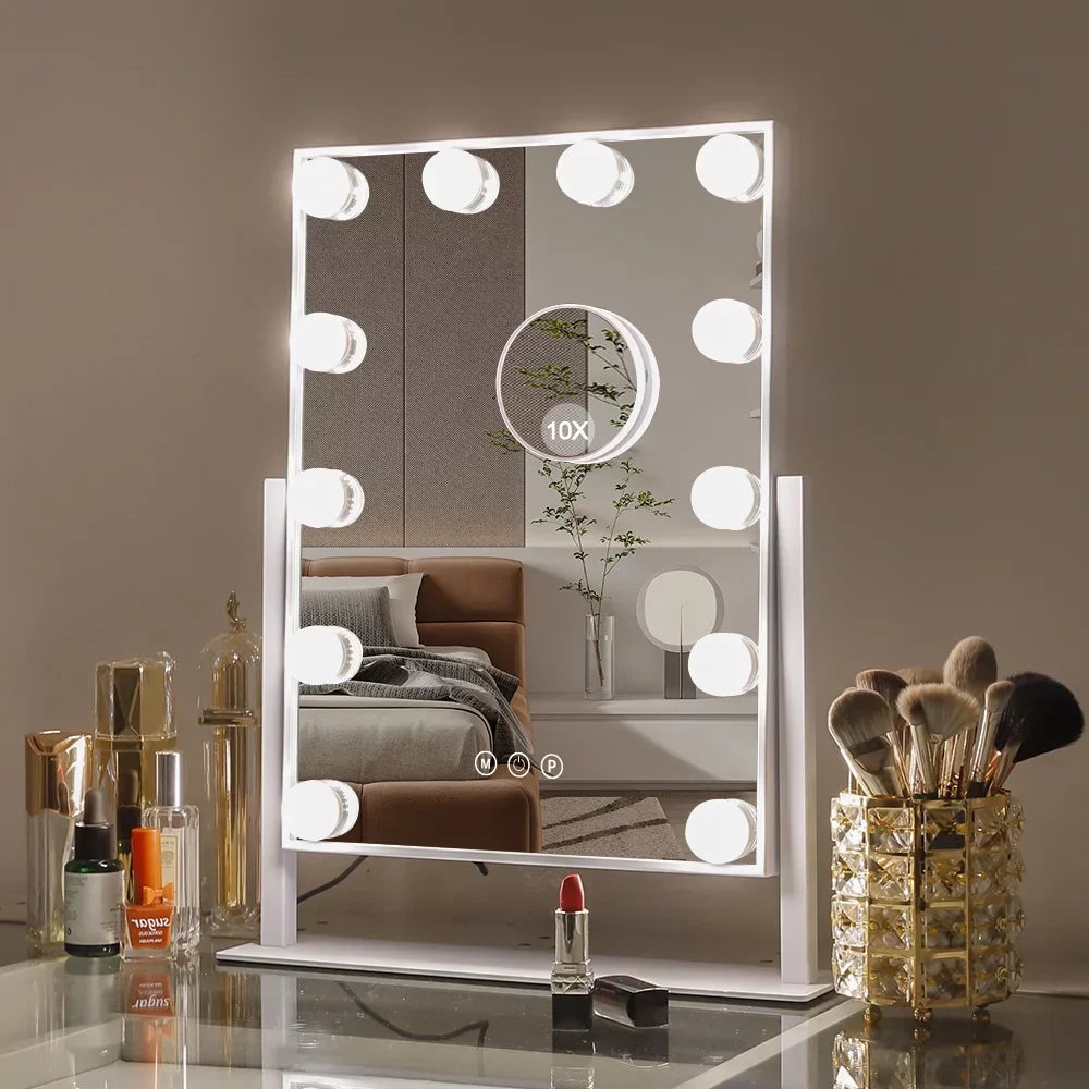 Hollywood Mirror Vanity Makeup Mirror With Light Smart Touch Control 3 Colors Dimmable Light