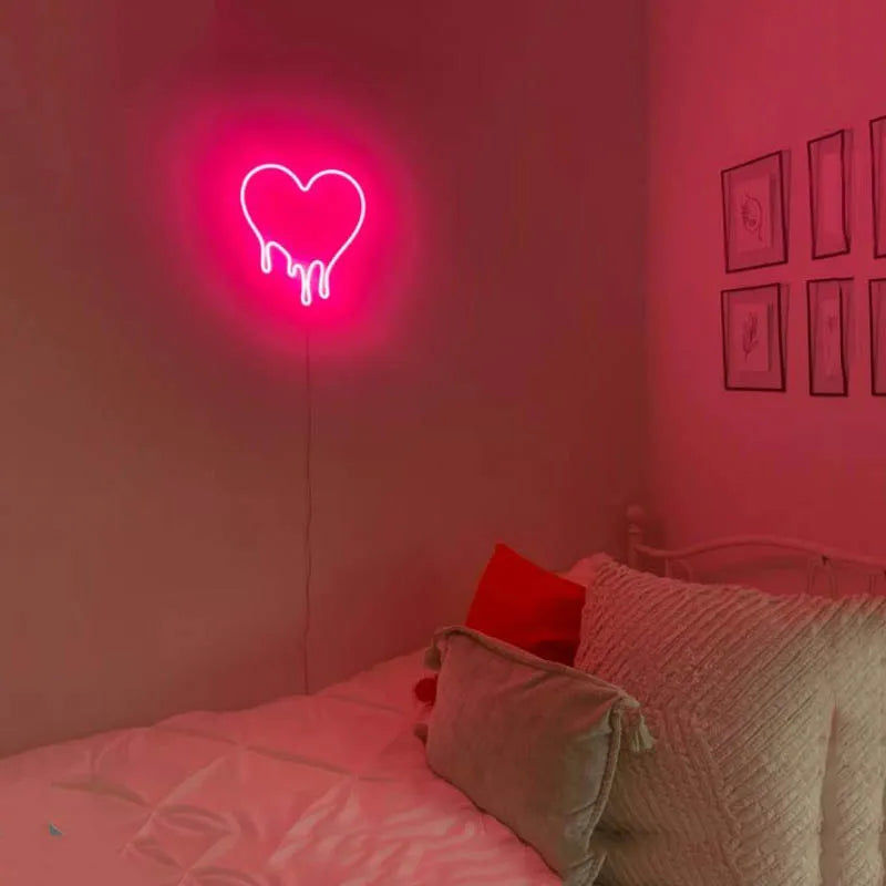 Custom Heart Neon Sign Confession for Love Wedding LED Luminous Lights Room Party Arylic Personalized Wall Mural Gift Signs