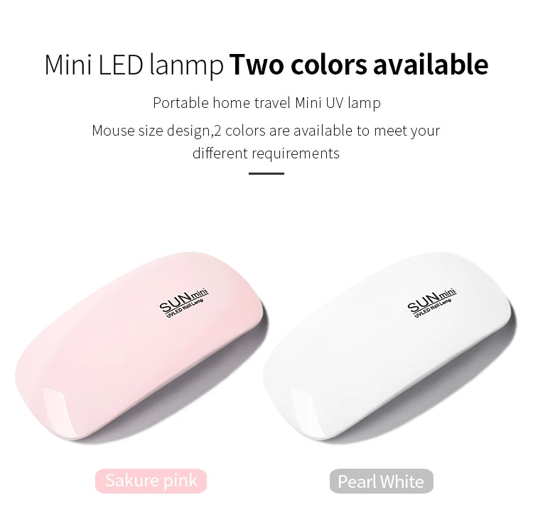 6W Mini Nail Lamp UV LED Gel Polish Cured Pink White Nail Dryer Machine Portable USB Cable Home Nails Dry Tool for Gel Varnish