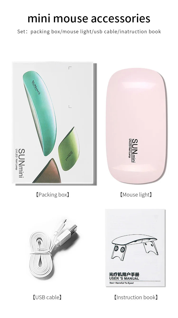 6W Mini Nail Lamp UV LED Gel Polish Cured Pink White Nail Dryer Machine Portable USB Cable Home Nails Dry Tool for Gel Varnish