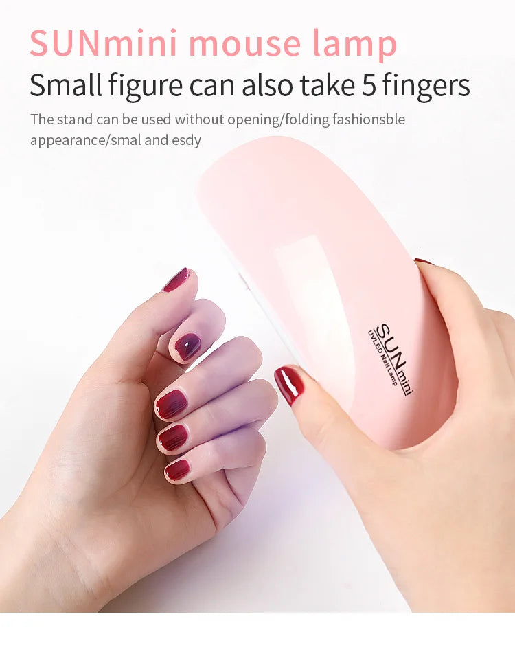 6W Mini Nail Lamp UV LED Gel Polish Cured Pink White Nail Dryer Machine Portable USB Cable Home Nails Dry Tool for Gel Varnish