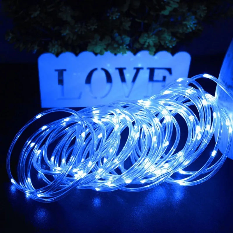 Led Solar Holiday Waterproof Decoration Rope String Light 10/12/22M 8 Modes