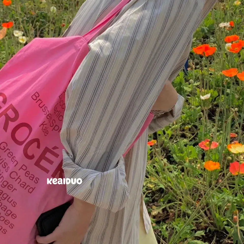 Rose Pink Women Canvas Shoulder Bag Eco Reusable Ladies Daily Shopping Bags Thin Cloth Female Girls Summer Beach Tote Handbags