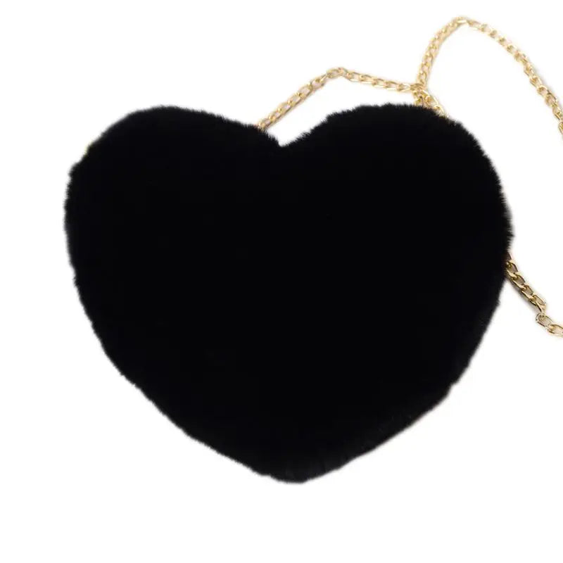 Heart Shape Faux Fur Crossbody Purse