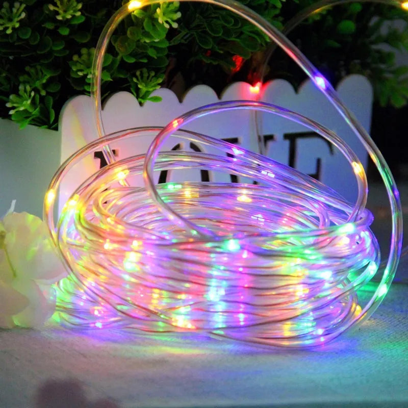 Led Solar Holiday Waterproof Decoration Rope String Light 10/12/22M 8 Modes