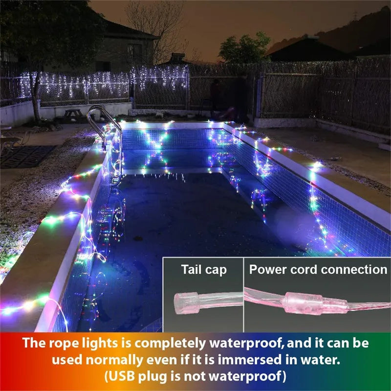 Outdoor Led Festoon Fairy Tube Rope String Lights Street Garland For Garden Yard New Year 2023 Christmas Decoration 5m 10m 15m