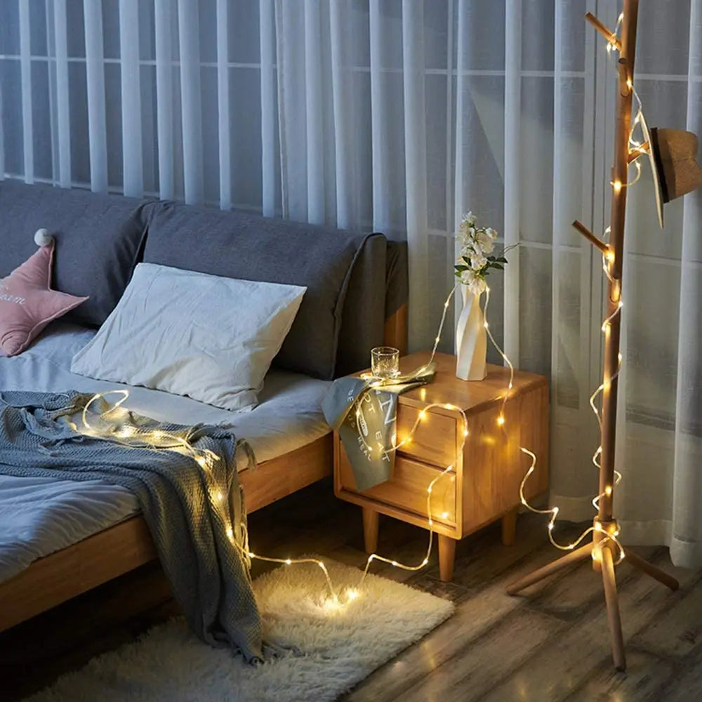 Led Solar Holiday Waterproof Decoration Rope String Light 10/12/22M 8 Modes