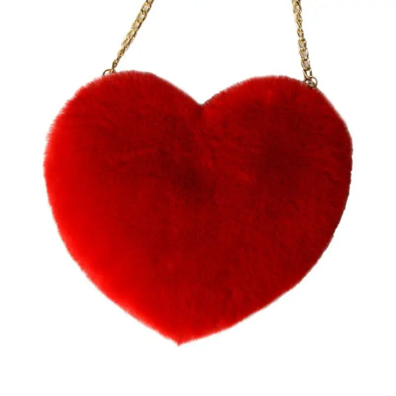 Heart Shape Faux Fur Crossbody Purse