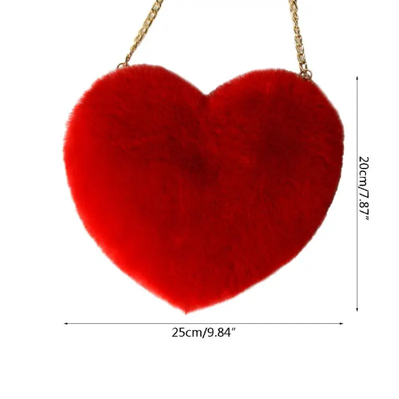 Heart Shape Faux Fur Crossbody Purse