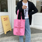 Rose Pink Women Canvas Shoulder Bag Eco Reusable Ladies Daily Shopping Bags Thin Cloth Female Girls Summer Beach Tote Handbags